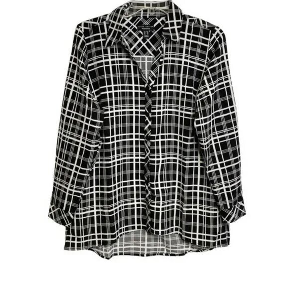 Susan Graver Weekend Petite Plaid Woven Tunic Shirt XX SMALL - Picture 2 of 10